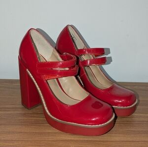 Steve Madden Red Platform Mary Jane Heels